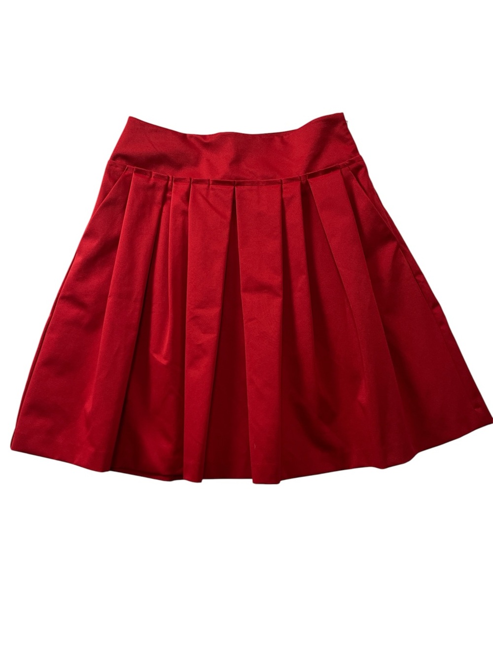 Ann Taylor Crimson Red Pleated Taffeta Mini Skirt Size 0 NWT High Waist Pockets